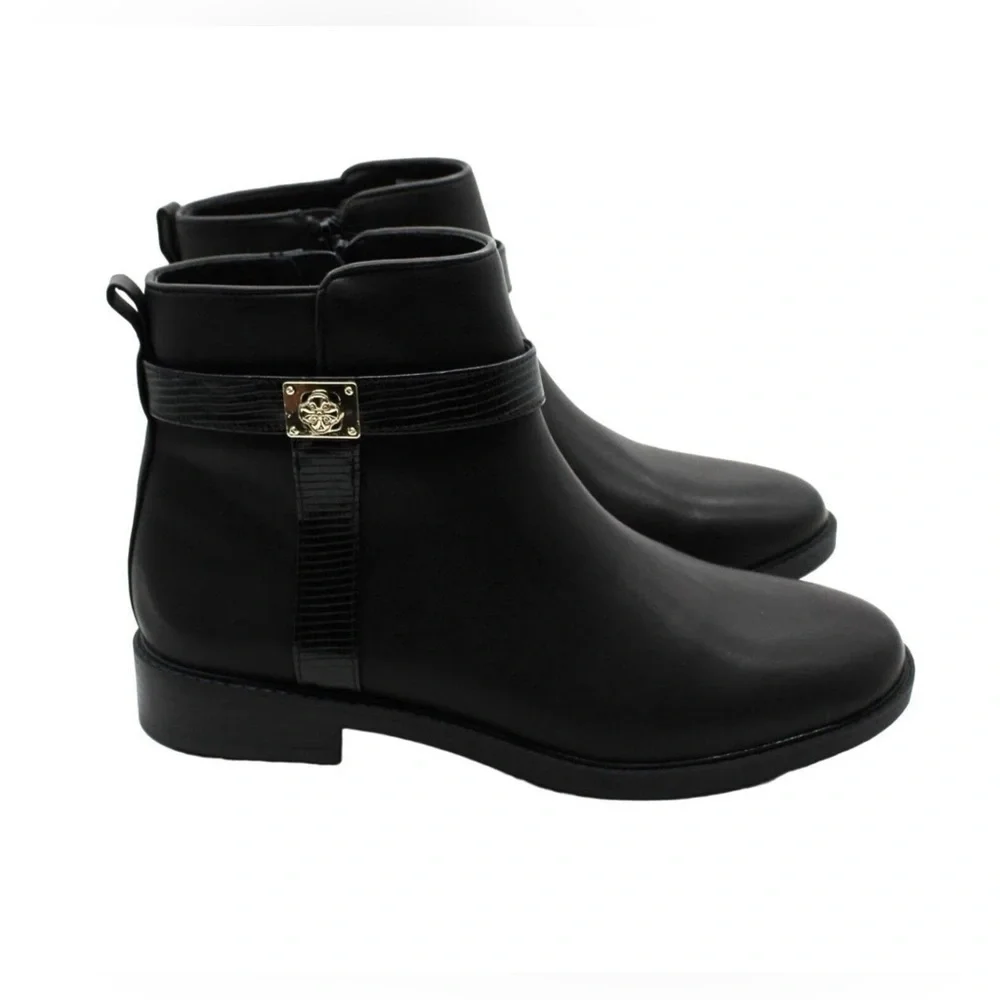 Jevevaa Womens Faux Leather Almond Toe Ankle Boots